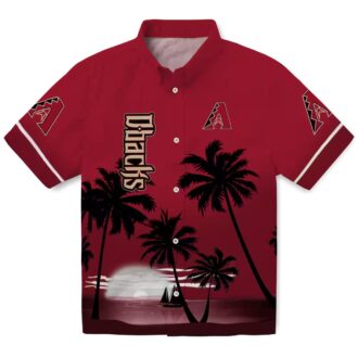 Arizona Diamondbacks Hawaiian Summer Shirt - Sunset Beach Red Black MLB Aloha Shirt for Men