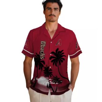 Arizona Diamondbacks Hawaiian Summer Shirt - Sunset Beach Red Black MLB Aloha Shirt for Men