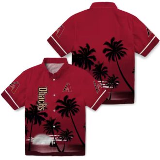 Arizona Diamondbacks Hawaiian Summer Shirt - Sunset Beach Red Black MLB Aloha Shirt for Men