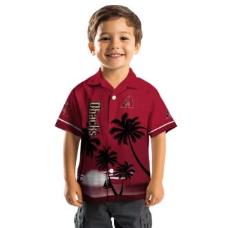 Arizona Diamondbacks Hawaiian Summer Shirt - Sunset Beach Red Black MLB Aloha Shirt for Men