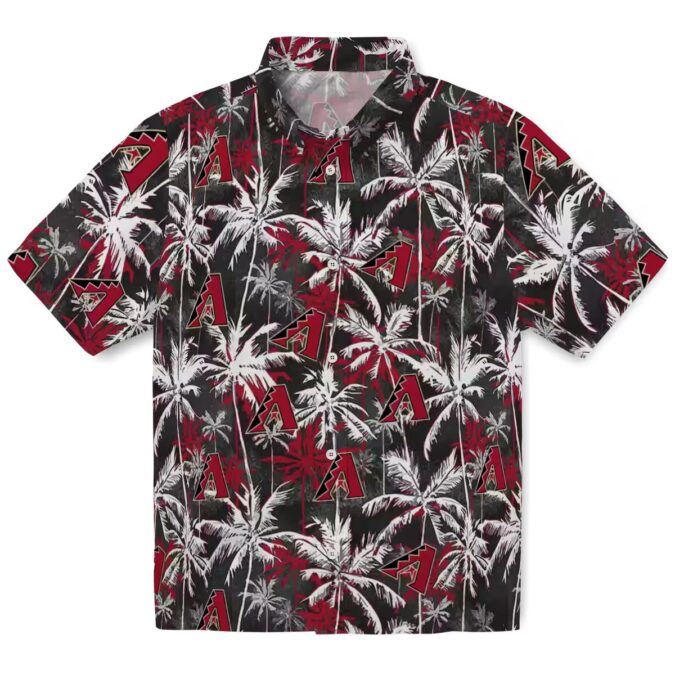 Arizona Diamondbacks Palm Pattern Shirt - Red Black MLB Hawaiian Shirt for Summer Vacation