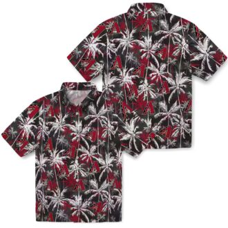 Arizona Diamondbacks Palm Pattern Shirt - Red Black MLB Hawaiian Shirt for Summer Vacation