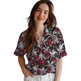 Arizona Diamondbacks Palm Pattern Shirt - Red Black MLB Hawaiian Shirt for Summer Vacation