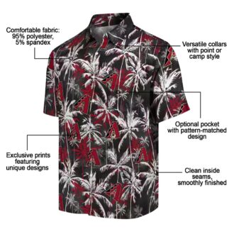 Arizona Diamondbacks Palm Pattern Shirt - Red Black MLB Hawaiian Shirt for Summer Vacation