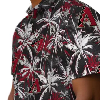Arizona Diamondbacks Palm Pattern Shirt - Red Black MLB Hawaiian Shirt for Summer Vacation