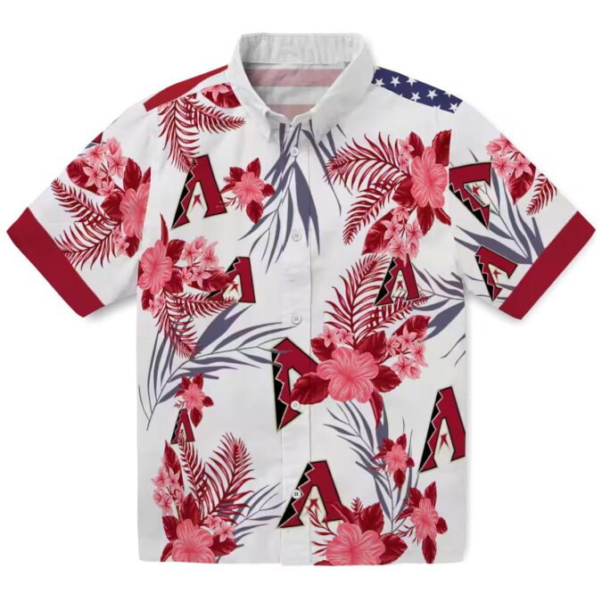 Arizona Diamondbacks Patriotic Red White Hawaiian Shirt - Tropical Hibiscus Design for MLB Fans