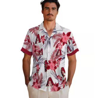 Arizona Diamondbacks Patriotic Red White Hawaiian Shirt - Tropical Hibiscus Design for MLB Fans