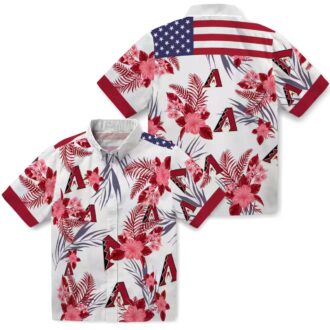 Arizona Diamondbacks Patriotic Red White Hawaiian Shirt - Tropical Hibiscus Design for MLB Fans