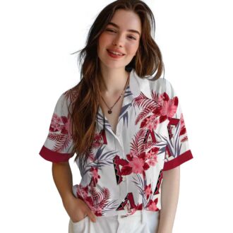 Arizona Diamondbacks Patriotic Red White Hawaiian Shirt - Tropical Hibiscus Design for MLB Fans