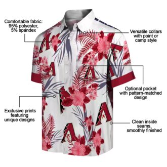 Arizona Diamondbacks Patriotic Red White Hawaiian Shirt - Tropical Hibiscus Design for MLB Fans