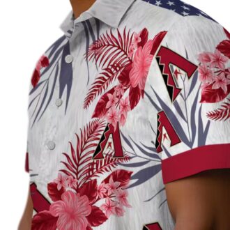 Arizona Diamondbacks Patriotic Red White Hawaiian Shirt - Tropical Hibiscus Design for MLB Fans