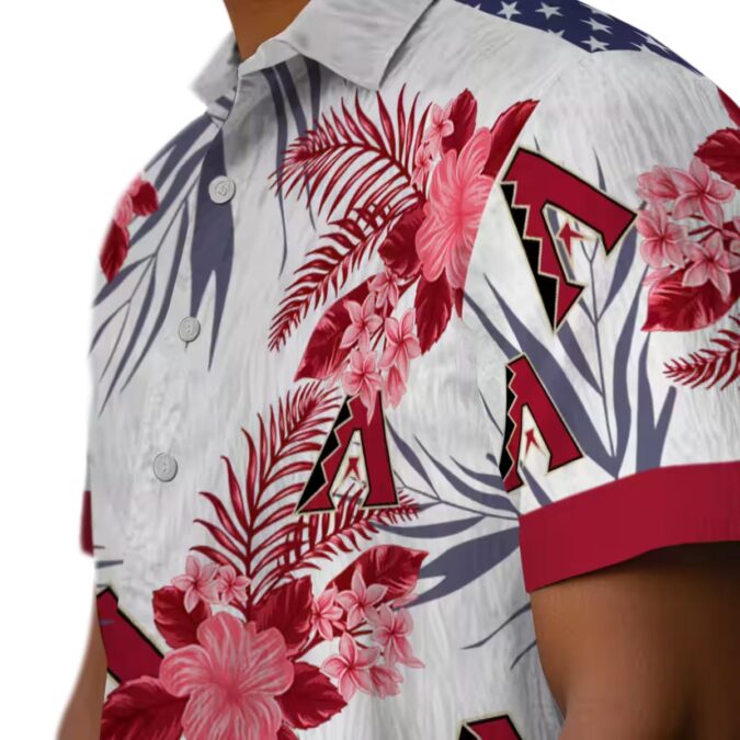 Arizona Diamondbacks Patriotic Red White Hawaiian Shirt - Tropical Hibiscus Design for MLB Fans