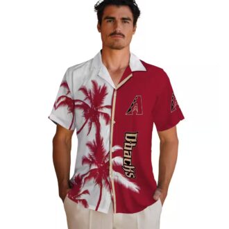 Arizona Diamondbacks Red & White Hawaiian Shirt - Tropical Palm Trees MLB Fan Apparel