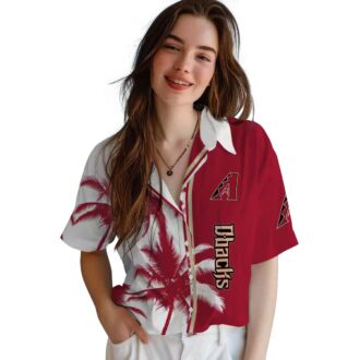 Arizona Diamondbacks Red & White Hawaiian Shirt - Tropical Palm Trees MLB Fan Apparel