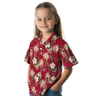 Arizona Diamondbacks Red Floral Hawaiian Shirt, Palm Tree Aloha Button Up for Men