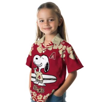 Arizona Diamondbacks Snoopy Surf Hawaiian Shirt, Red White Tropical MLB Aloha Shirt for Fans