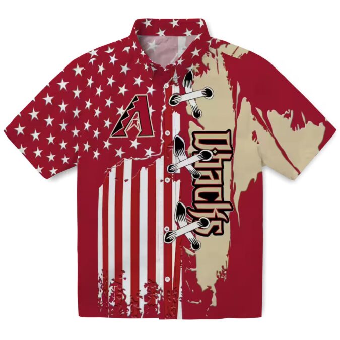 Arizona Diamondbacks Stitched Flag Red Hawaiian Shirt - MLB Summer Baseball Fan Gear for USA