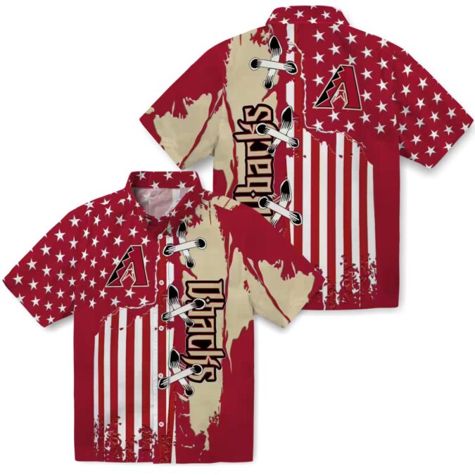Arizona Diamondbacks Stitched Flag Red Hawaiian Shirt - MLB Summer Baseball Fan Gear for USA