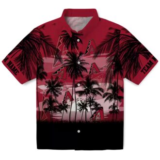 Arizona Diamondbacks Sunset Scene Hawaiian Shirt - Red & Black Tropical Button Up Shirt