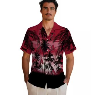 Arizona Diamondbacks Sunset Scene Hawaiian Shirt - Red & Black Tropical Button Up Shirt