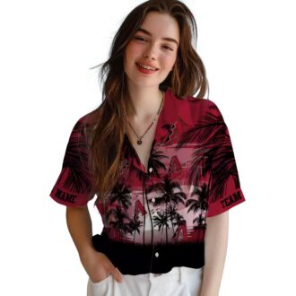 Arizona Diamondbacks Sunset Scene Hawaiian Shirt - Red & Black Tropical Button Up Shirt