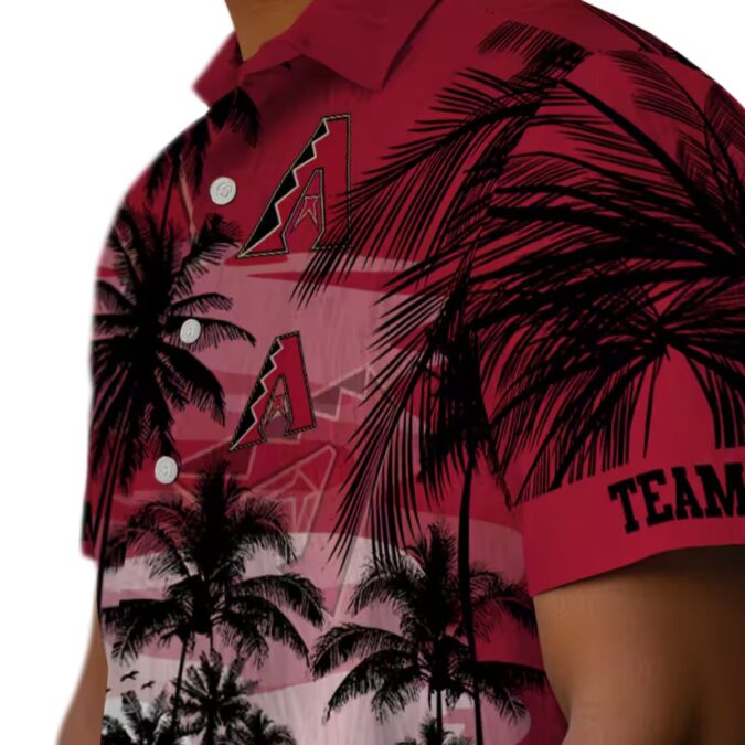 Arizona Diamondbacks Sunset Scene Hawaiian Shirt - Red & Black Tropical Button Up Shirt