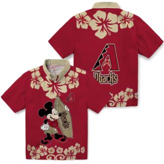 Arizona Diamondbacks Surfing Mickey Aloha Shirt, Tropical Red Hawaiian MLB Apparel
