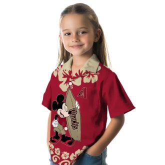 Arizona Diamondbacks Surfing Mickey Aloha Shirt, Tropical Red Hawaiian MLB Apparel