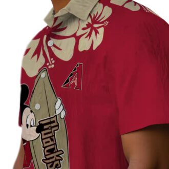 Arizona Diamondbacks Surfing Mickey Aloha Shirt, Tropical Red Hawaiian MLB Apparel