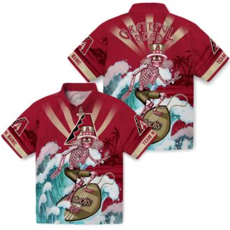 Arizona Diamondbacks Surfing Skeleton Hawaiian Shirt - Tropical MLB Summer Outfit