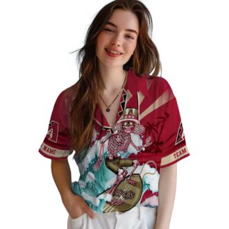 Arizona Diamondbacks Surfing Skeleton Hawaiian Shirt - Tropical MLB Summer Outfit