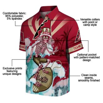 Arizona Diamondbacks Surfing Skeleton Hawaiian Shirt - Tropical MLB Summer Outfit