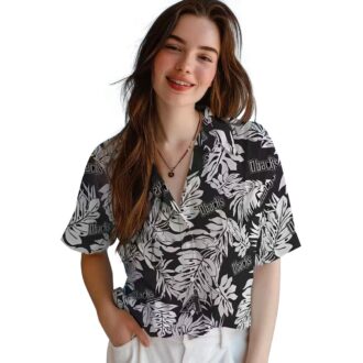 Arizona Diamondbacks Tropical Hawaiian Shirt - Monstera Leaf Pattern in Black, MLB Baseball Fan Gear