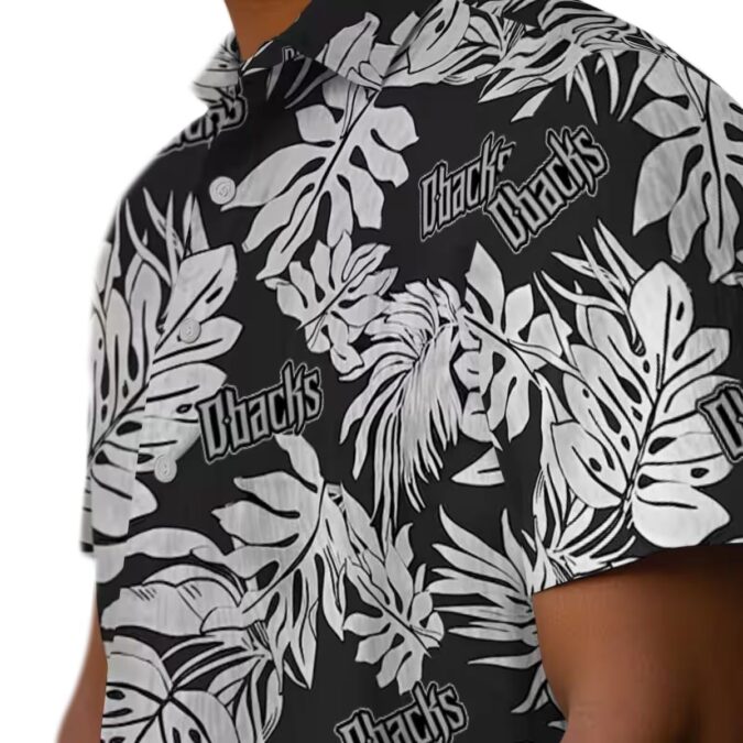 Arizona Diamondbacks Tropical Hawaiian Shirt - Monstera Leaf Pattern in Black, MLB Baseball Fan Gear