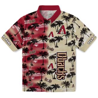 Arizona Diamondbacks Tropical Palm Silhouettes Red Hawaiian Shirt, Tropical MLB Fan Apparel