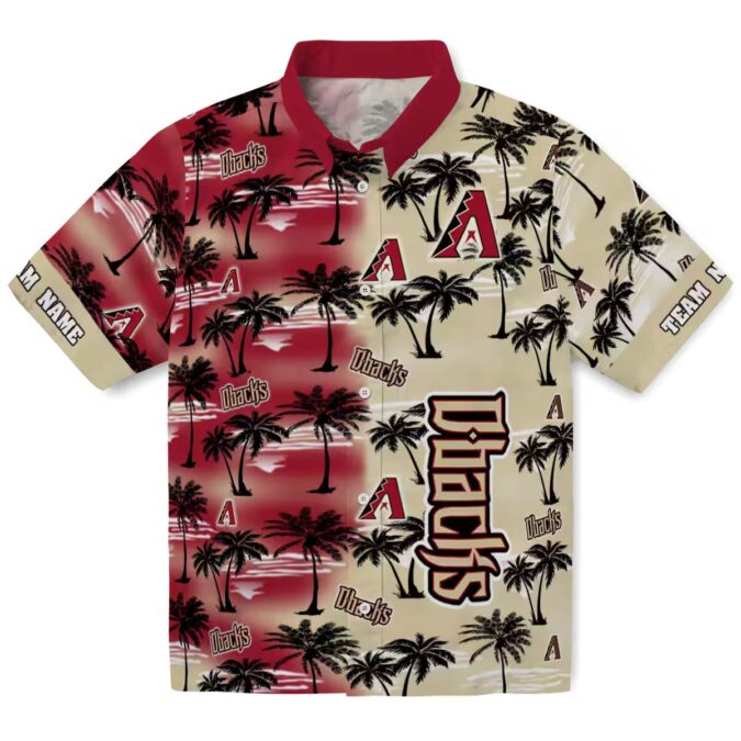 Arizona Diamondbacks Tropical Palm Silhouettes Red Hawaiian Shirt, Tropical MLB Fan Apparel