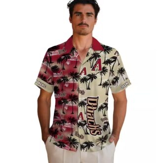 Arizona Diamondbacks Tropical Palm Silhouettes Red Hawaiian Shirt, Tropical MLB Fan Apparel