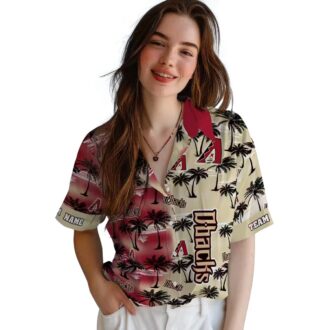Arizona Diamondbacks Tropical Palm Silhouettes Red Hawaiian Shirt, Tropical MLB Fan Apparel