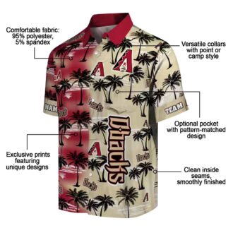 Arizona Diamondbacks Tropical Palm Silhouettes Red Hawaiian Shirt, Tropical MLB Fan Apparel