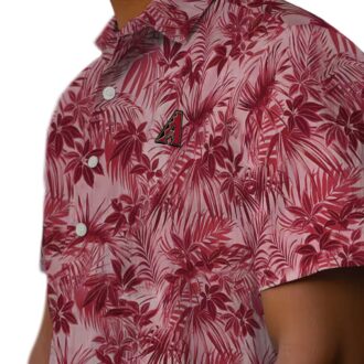 Arizona Diamondbacks Tropical Red Hawaiian Shirt - MLB Summer Aloha Shirt with Leafy Pattern