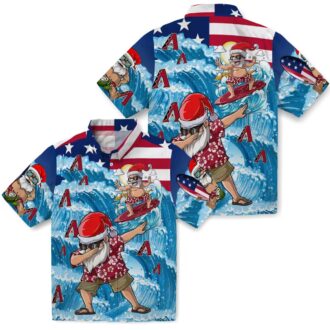 Arizona Diamondbacks Tropical Surfing Santa Hawaiian Shirt - Stylish MLB Summer Outfit