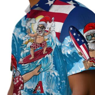 Arizona Diamondbacks Tropical Surfing Santa Hawaiian Shirt - Stylish MLB Summer Outfit