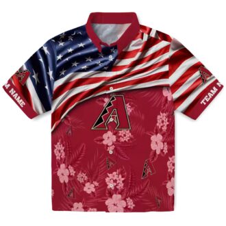 Arizona Diamondbacks US Flag Red Hawaiian Shirt, Tropical Hibiscus MLB Apparel