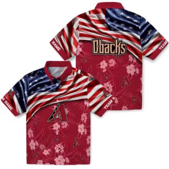 Arizona Diamondbacks US Flag Red Hawaiian Shirt, Tropical Hibiscus MLB Apparel