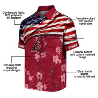 Arizona Diamondbacks US Flag Red Hawaiian Shirt, Tropical Hibiscus MLB Apparel
