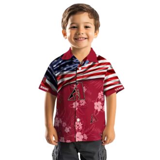 Arizona Diamondbacks US Flag Red Hawaiian Shirt, Tropical Hibiscus MLB Apparel