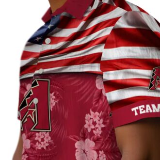 Arizona Diamondbacks US Flag Red Hawaiian Shirt, Tropical Hibiscus MLB Apparel