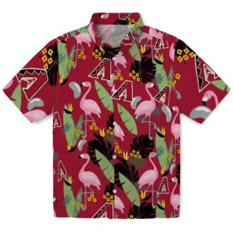Best Arizona Diamondbacks Flamingo Leaves Hawaiian Shirt - Red Tropical MLB Fan Gear for Vacation