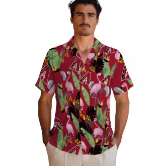 Best Arizona Diamondbacks Flamingo Leaves Hawaiian Shirt - Red Tropical MLB Fan Gear for Vacation