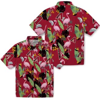 Best Arizona Diamondbacks Flamingo Leaves Hawaiian Shirt - Red Tropical MLB Fan Gear for Vacation